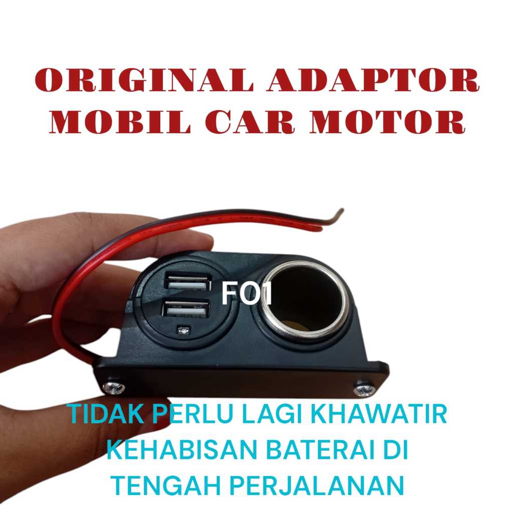 F01 ORIGINAL ADAPTOR MOBIL CAR MOTOR 2 USB COLOKAN ADAPTOR 3.1A SUPER FAST CHARGING CHARGER USB SOKE
