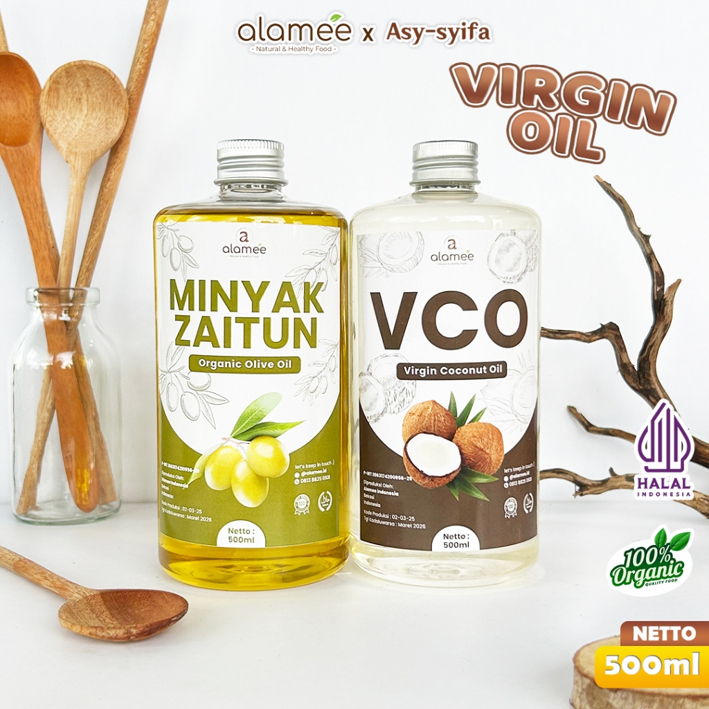 

ALAMEE Virgin Coconut Oil Minyak Zaitun Kelapa Murni Extra VCO Dapat Di minum Di masak Organik 500ml