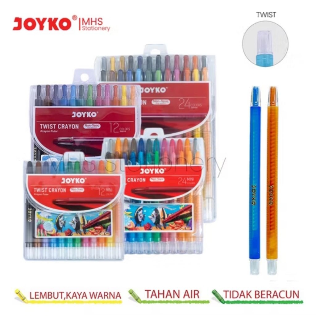 

Twist Crayon Krayon Putar Joyko Panjang TWCR-12S TWCR-24S TWCR-12MINI TWCR-24MINI 12 24 Warna Colors