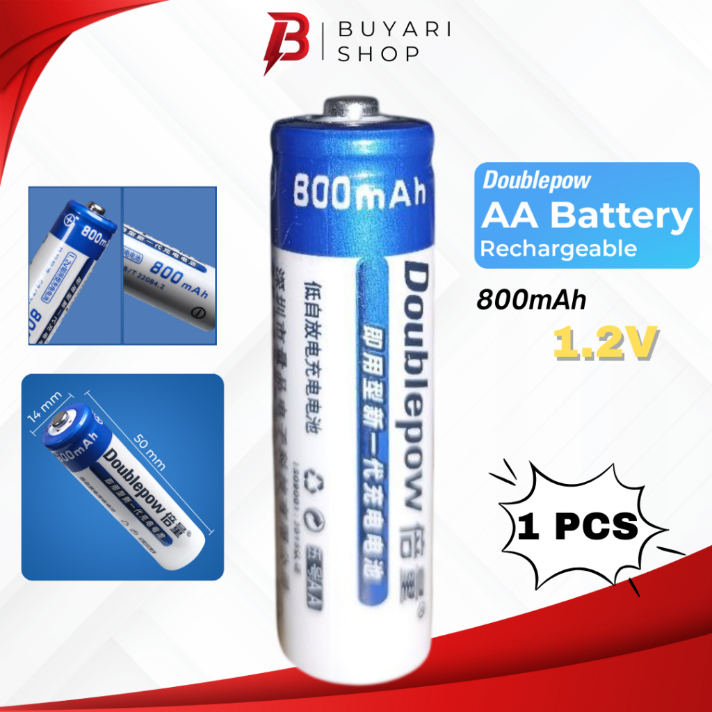 COD Baterai AA Doublepow 800mAh Cas Rechargeble Charger Charge Isi Ulang Murah Rechrage Tamiya Mouse