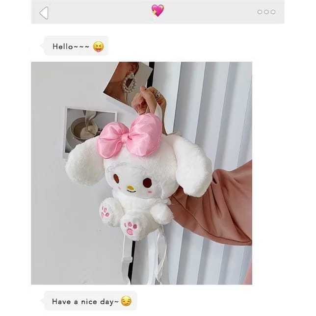 Tas ransel melodi sanrio bulu boneka import tas gendong wanita lucu dan Gemesin