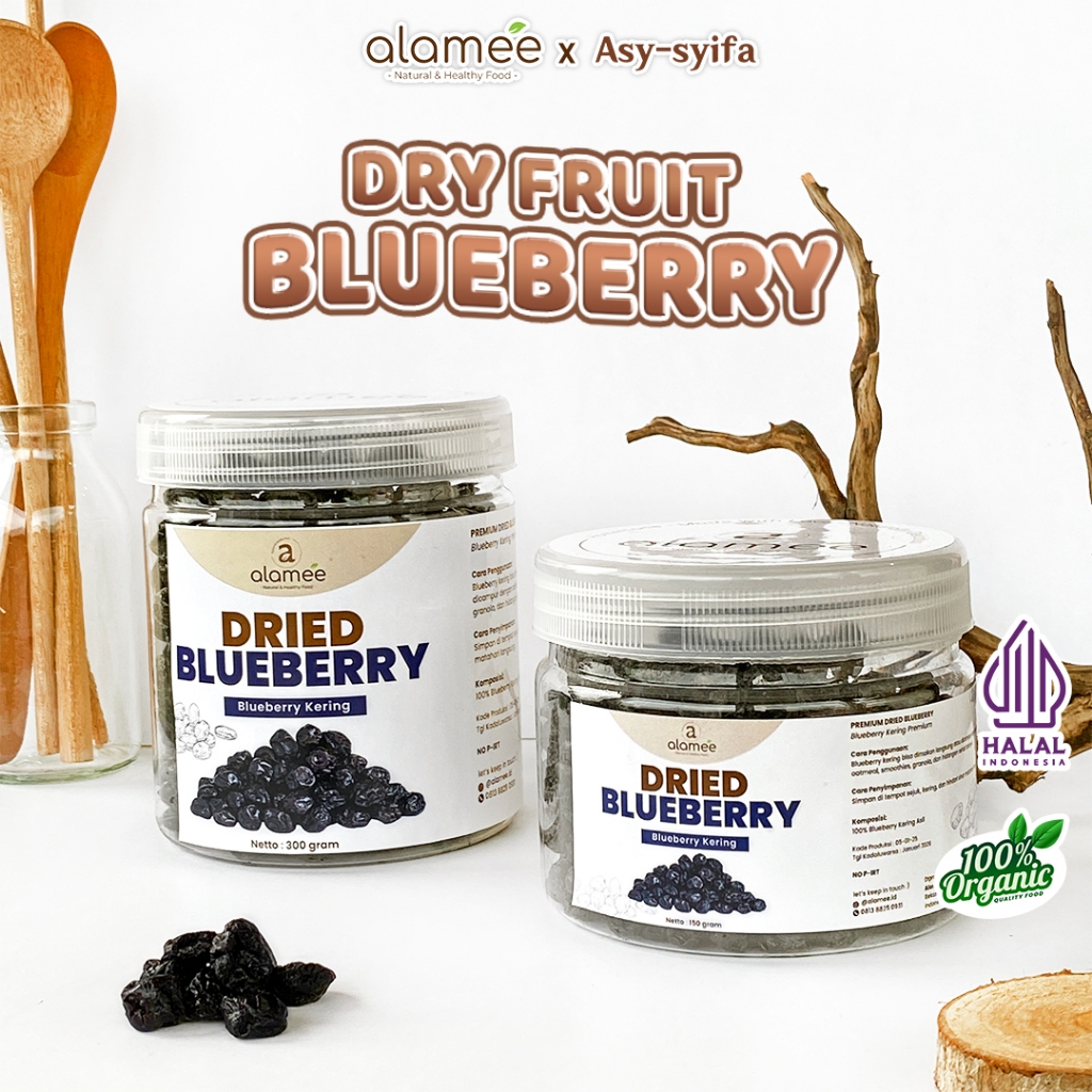 

ALAMEE Blueberry Kering Cemilan Buah Sehat Dried Fruit Blueberry Cemilan Rendah Kalori 300gr