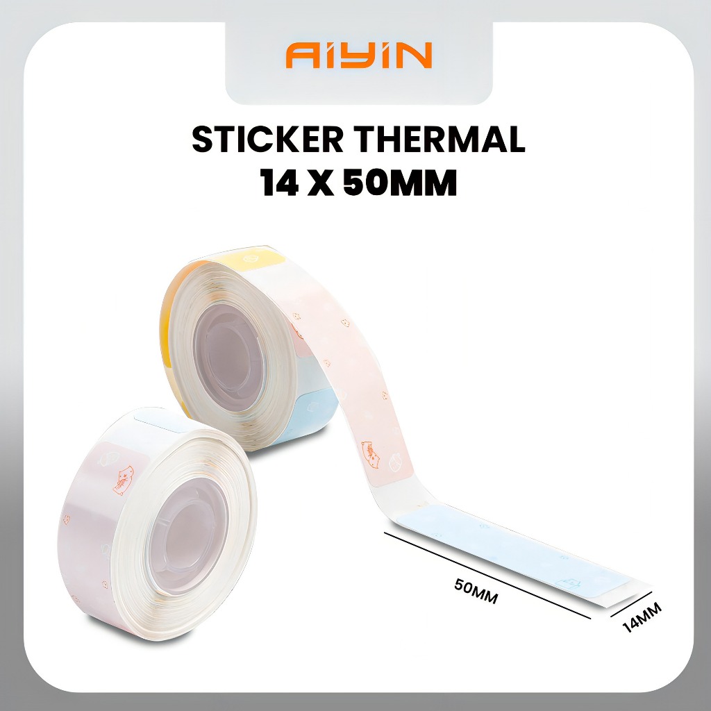

AiYin Sticker Thermal Paper 14mm x 50mm 1/2" x 1 7/8" 130pcs/Roll Self Adhesive Label Tape For AiYin D11