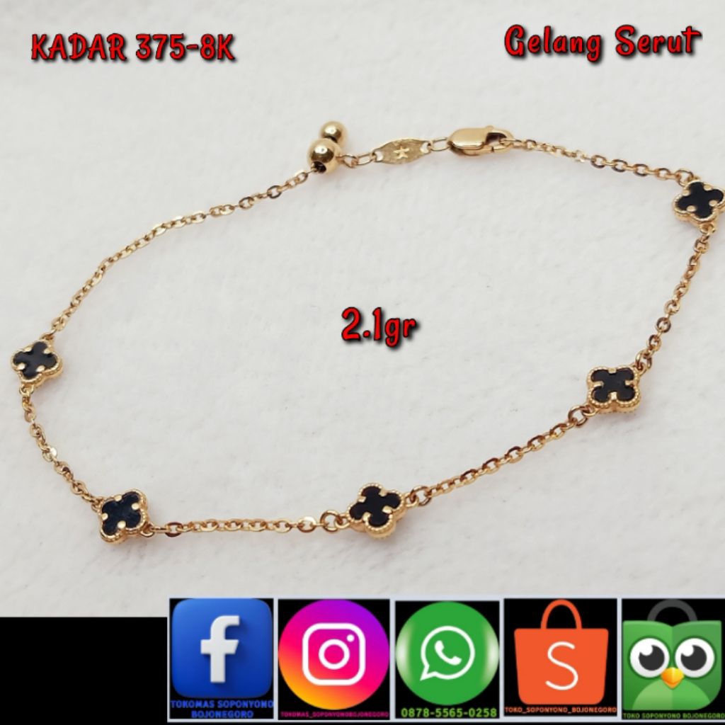 GELANG SERUT BUNGA HITAM KADAR 375-8K