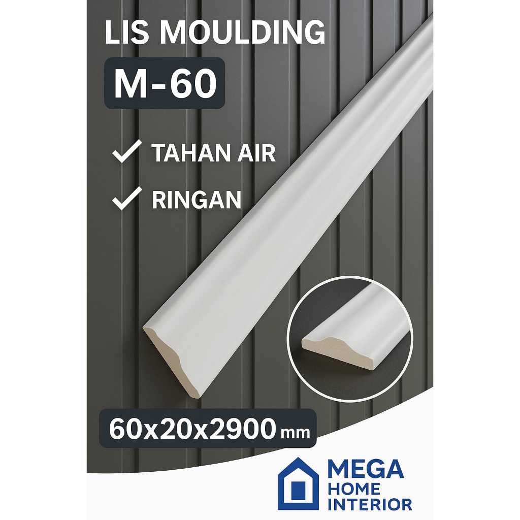 Lis Moulding  Putih – List Dinding Dekoratif PVC-Lis Model Tengah-Lis Putih