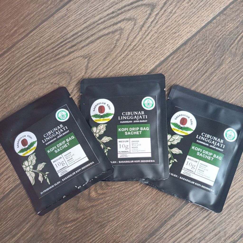 

Kopi Arabika natural drip bag sachet 10g Cibunar Linggajati Kuningan Jawa Barat