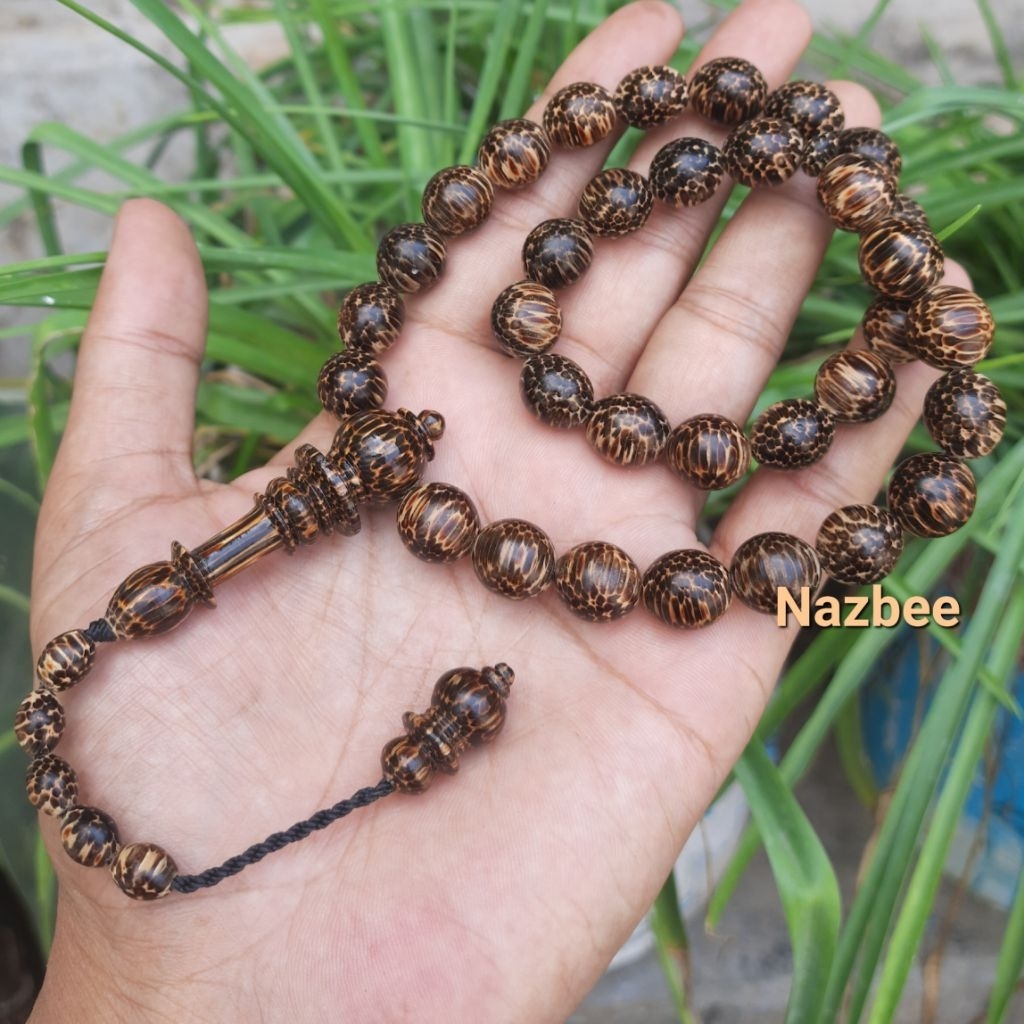 Tasbih 33 Kayu Liwung Macan Asli Model Oval