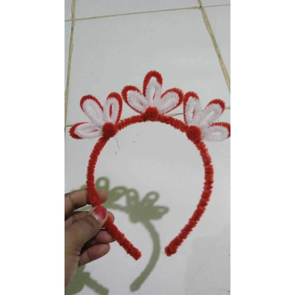 Bando Merah Putih/edisi kemerdekaan/hiasan rambut/bando kawat bulu