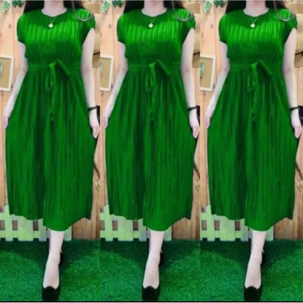 Midi dress plisket viral daster plisket viral hyget