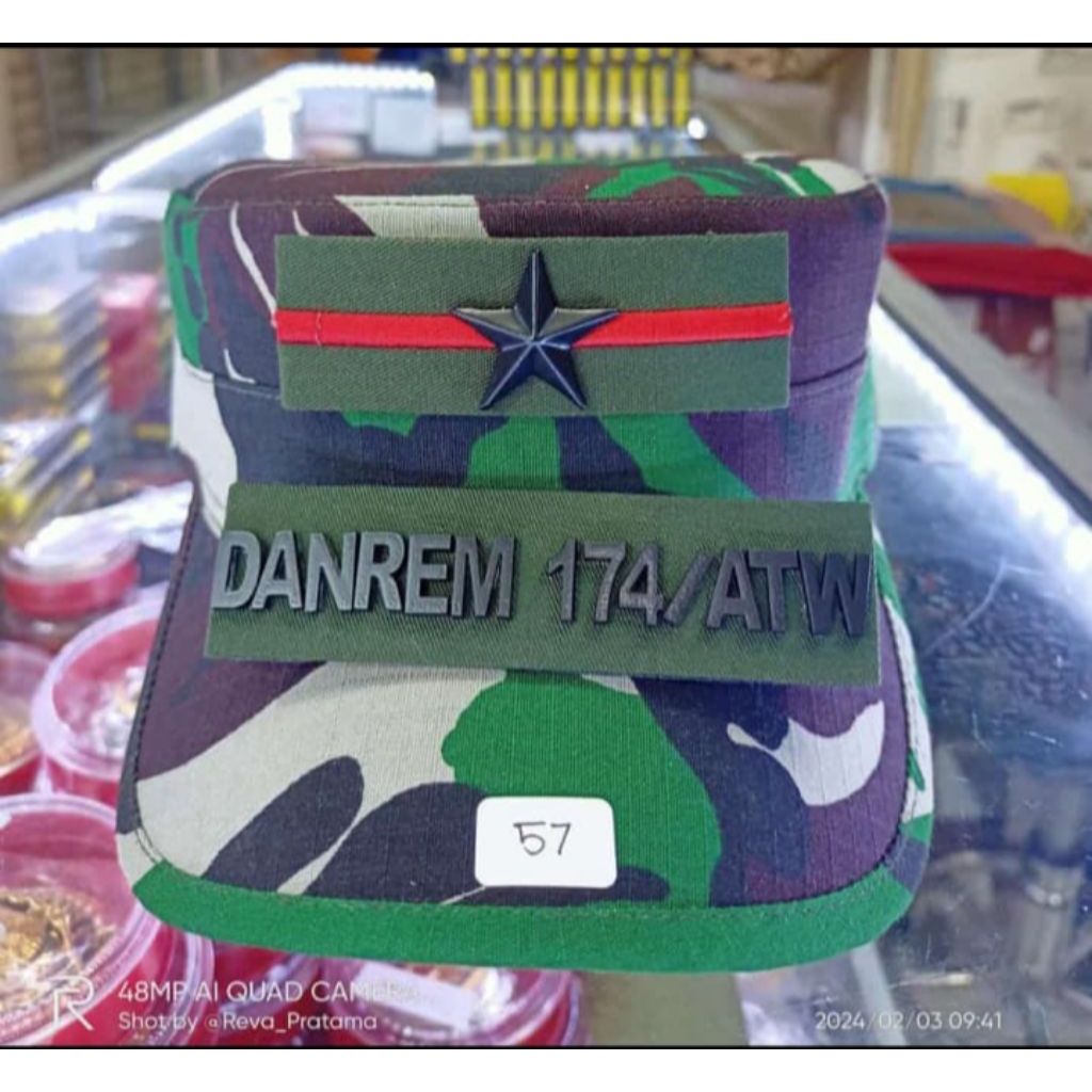 Topi Pet PDL TNI + Pangkat Brigjen dan Nama