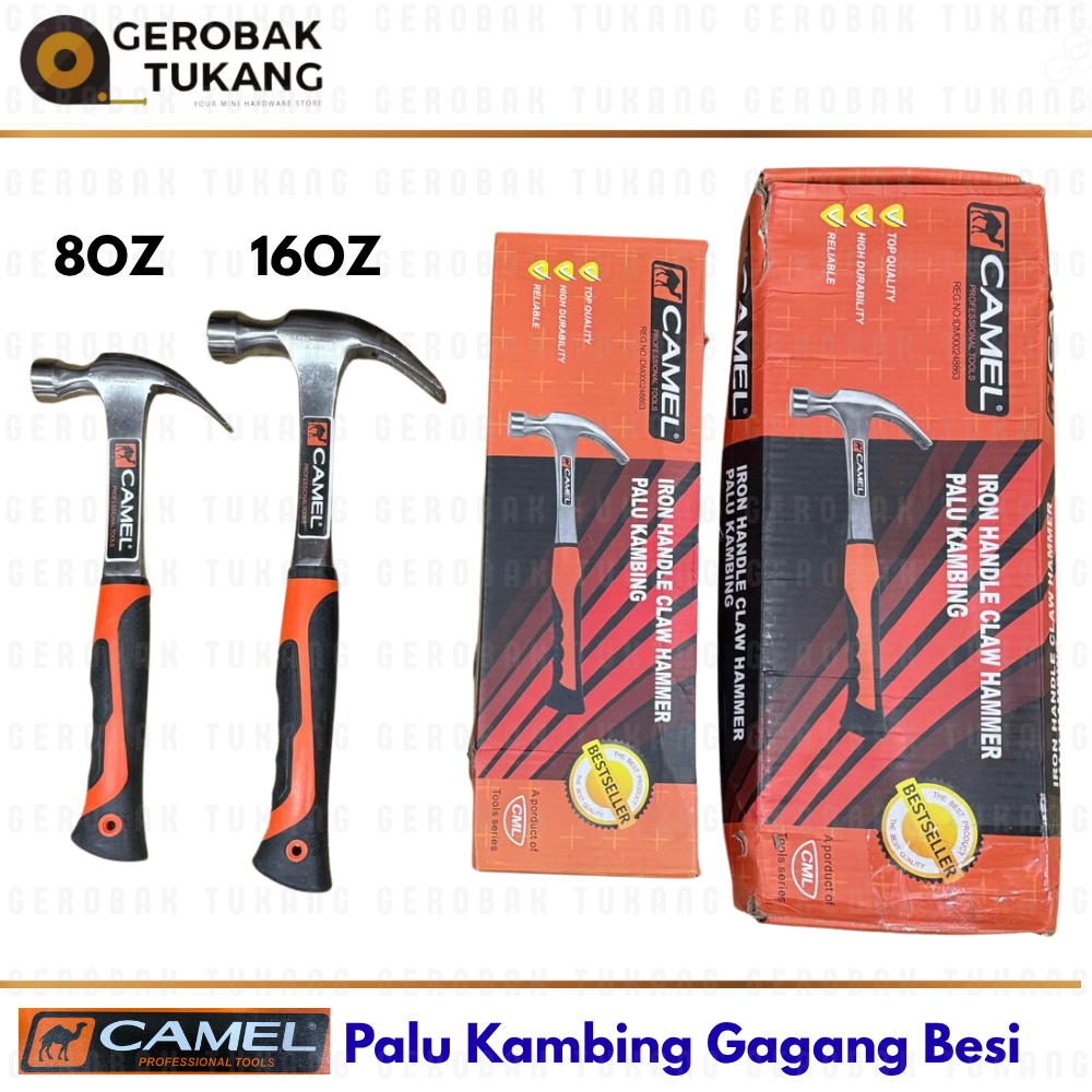 Palu Kambing Gagang Besi 8 OZ / Palu Kambing Gagang Besi 16 OZ / Palu Kambing Gagang Besi Camel