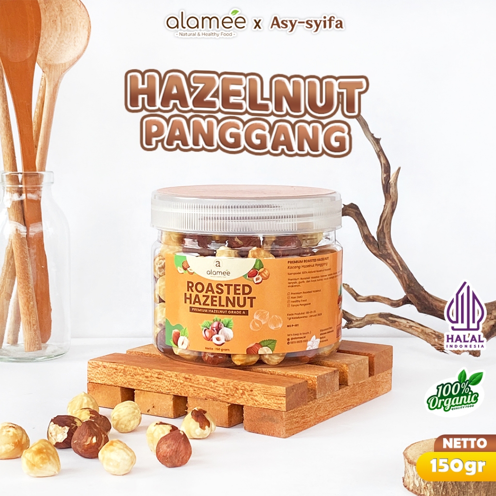 

ALAMEE Kacang Hazelnut Panggang Hazelnut Roasted Cemilan Sehat Rendah Kalori Kacang Kemiri 150gr