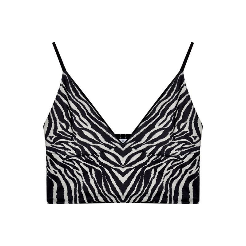Tanktop fashion wanita croptop motif zebra