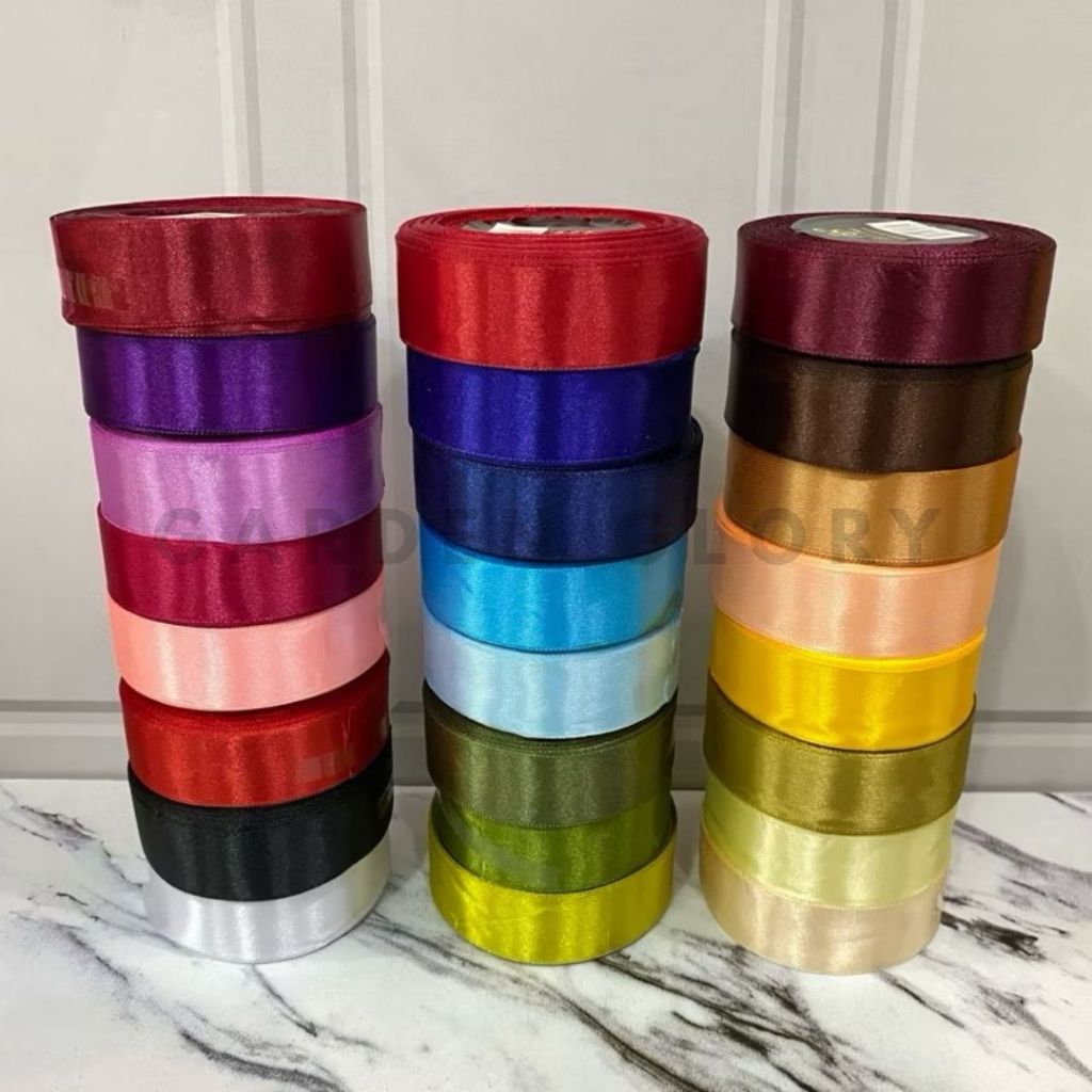 

1 ROLL PITA KAIN SATIN 2,5cm/ SATEEN GULUNG / PITA SATIN 1 inchi / PITA KAIN 2,5cm TERLARIS