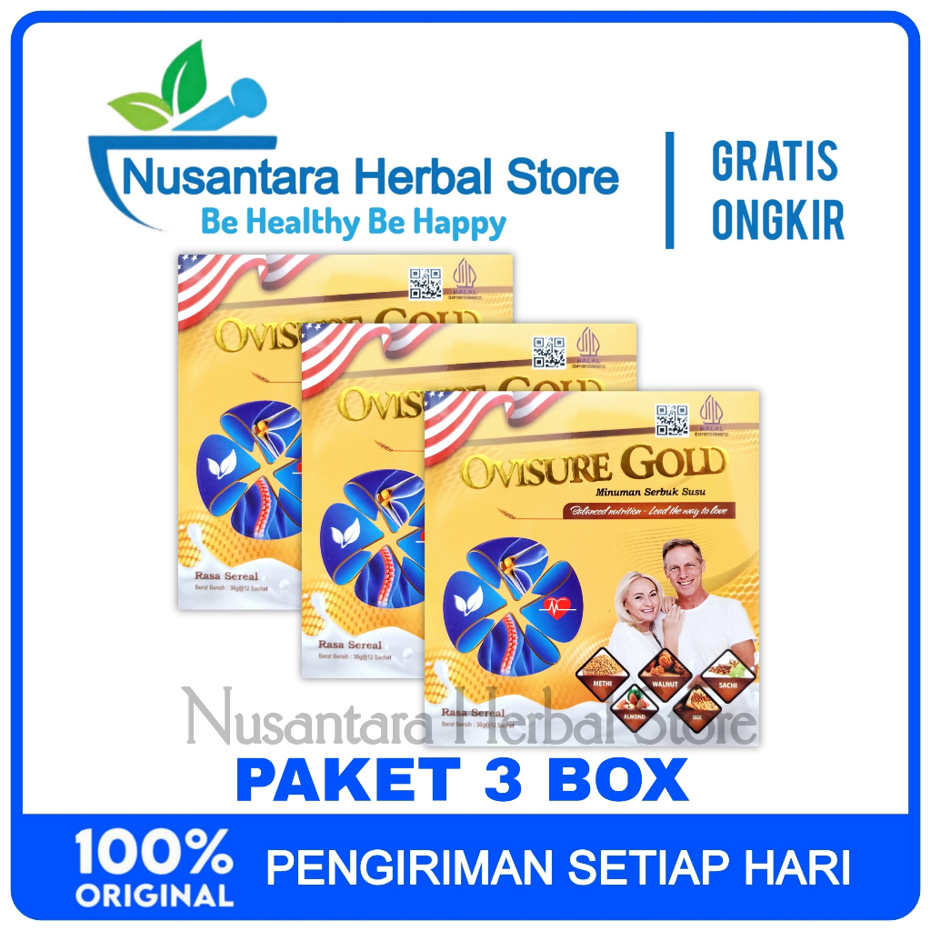 

3 Box Ovisure Gold Susu Untuk Nyeri Otot Tulang Sendi Syaraf Osteoporosis Original Asli