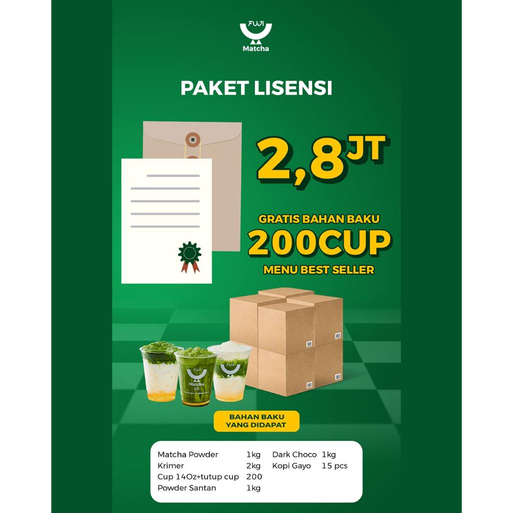 

Paket Franchise lisensi dan Bahan baku Fuji Matcha