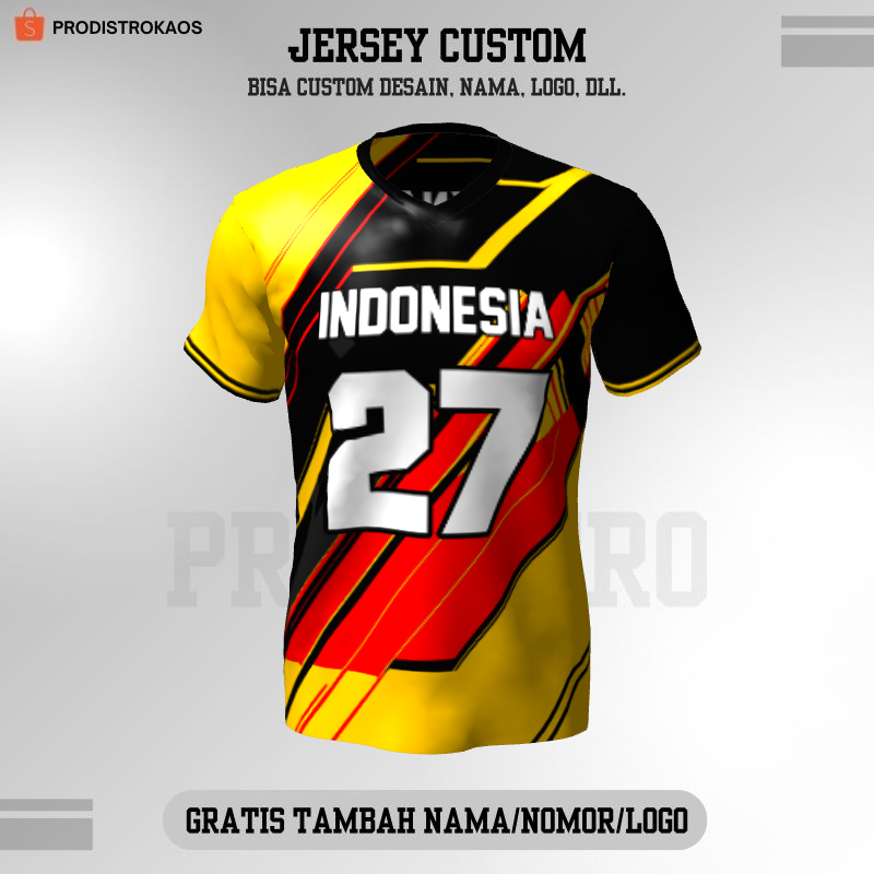 Baju Kaos Jersey Olahraga Badminton Pingpong Lari Volly dll - Jersey Futsal Retro Vintage Hitam Mera