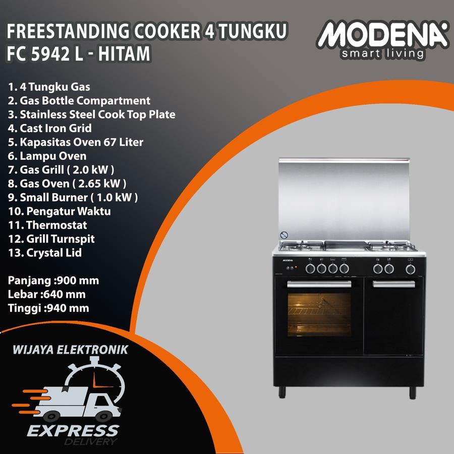 Modena FC 5942 L - Kompor Freestanding 4 Tungku Modena Garansi Resmi Made In Italy / Modena FC5942L