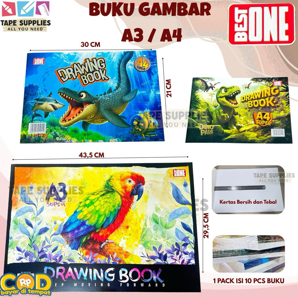 

(10 PCS) Buku Gambar KERTAS KUALITAS TERBAIK PREMIUM A4 / A3 BEST ONE - Drawing Book Sketch Book