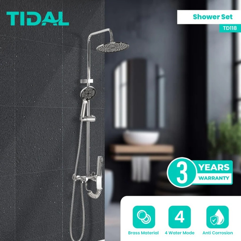 Paket Shower Tiang Set Mandi Lengkap Tidal TD118 Modern Minimalis