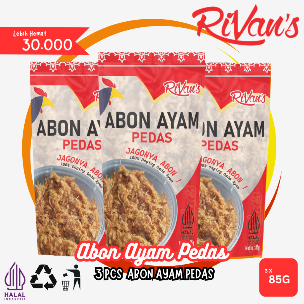 

Abon Ayam Pedas Triple Bundling Isi 3– Abon Ayam 100% Daging Ayam Asli – Abon Pedas Isi 3