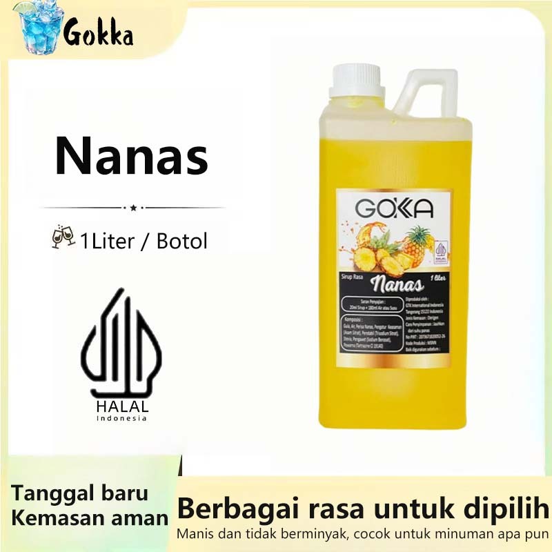 

GOKKA Sirup Minuman Rasa Nanas 1L Syrup / Sirup Nanas Sertifikasi Halal