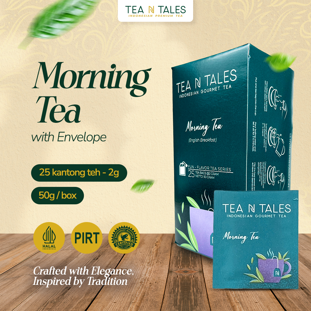 

TeaNTales Black Tea Morning Tea - Teh Original Premium Rendah Kafein | 25 Envelope Tea Bags @2g