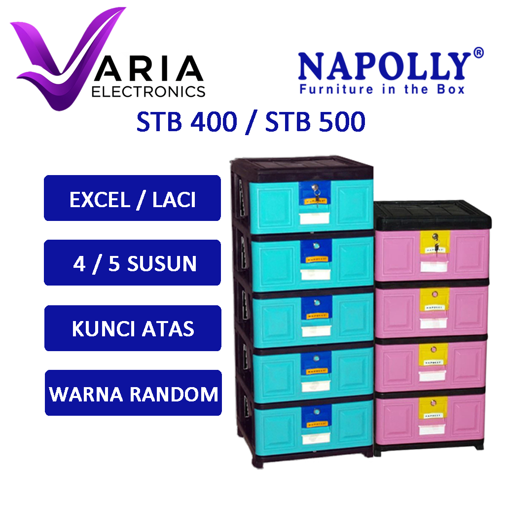LEMARI PAKAIAN PLASTIK NAPOLLY 4 SUSUN STB 400 / 5 SUSUN STB 500 LEMARI EXCEL NAPOLLY