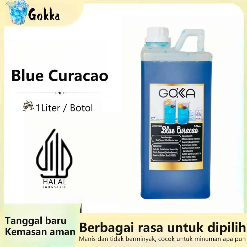 

GOKKA Sirup Minuman Rasa Blue Curacao 1L Syrup / Sirup Mint Sertifikasi Halal / Sirup Blue Curacao Premium