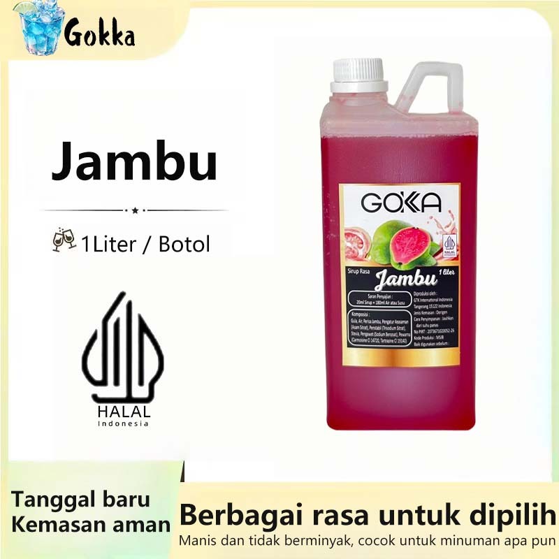 

GOKKA Sirup Minuman Rasa Jambu 1L Syrup / Sirup Jambu Sertifikasi Halal