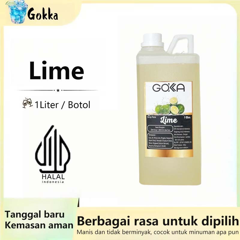 

GOKKA Sirup Minuman Rasa Lime 1L Syrup / Sirup Lime Sertifikasi Halal