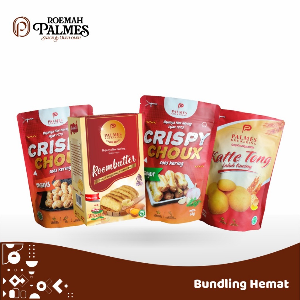 

Paket Hemat Best Seller Roemah Palmes - Bundle 4 Kue Kering Crispy Choux Katte Tong