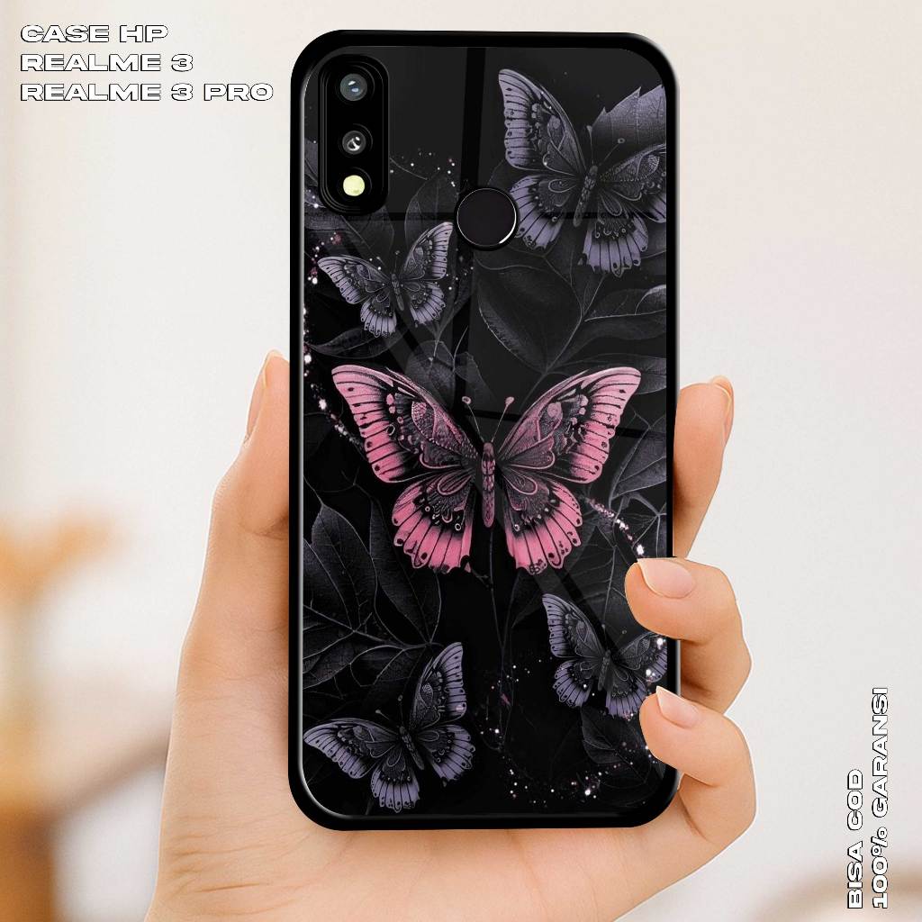 Case REALME 3 - REALME 3 PRO Softcase Premium Matte Hard Case - Case Hologram Glossy Motif Kupu Kupu