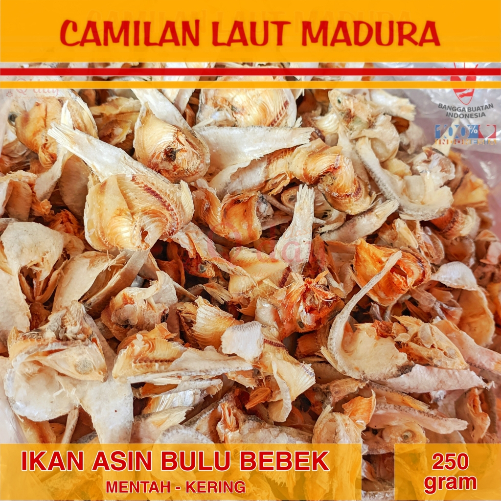 

Ikan Asin Bulu Bebek Entok Mentah Kering Siap Goreng Camilan Laut Madura Oleh-oleh Khas - 250gr