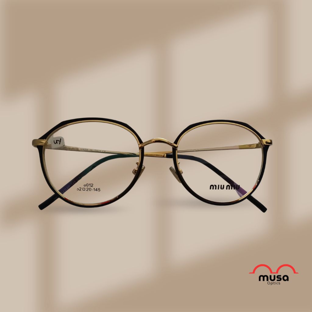 KACAMATA FRAME MIUMIU BLACK-GOLD TITANIUM 6012
