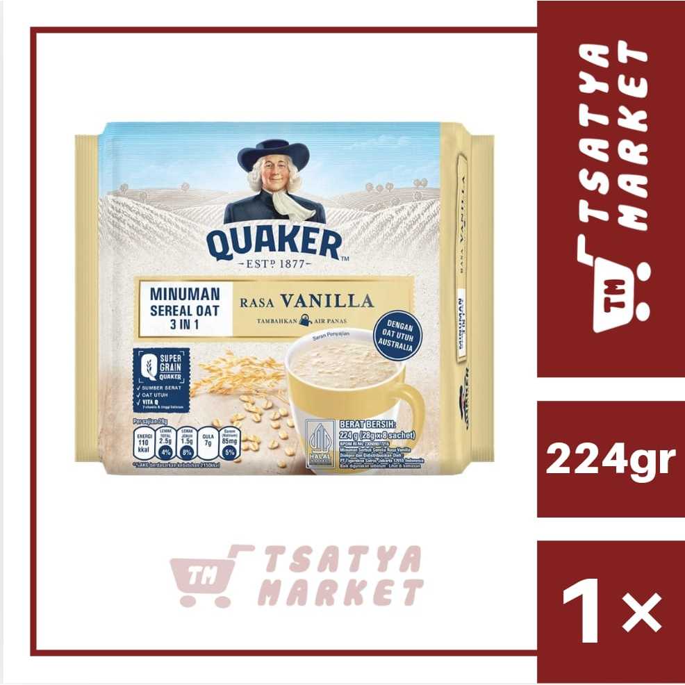 

QUAKER OAT MINUMAN SEREAL RASA VANILLA 8 SACHET 28 GRAM