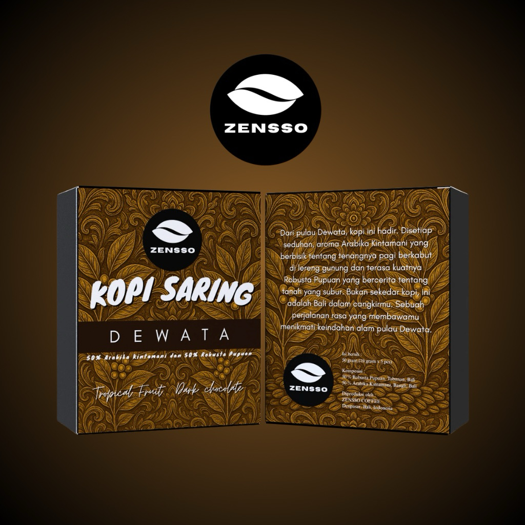 

Kopi Arabika Kintamani & Robusta Pupuan - oleh oleh Bali - Kopi asli Bali - dripbag coffee - Kopi saring DEWATA - ZENSSO COFFEE