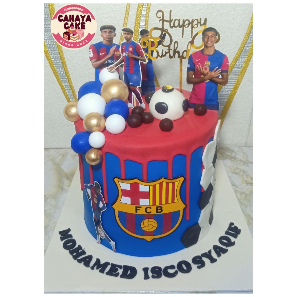 Barcelona Custom Cake / Kue Ulang Tahun Sepak Bola / Football Cake