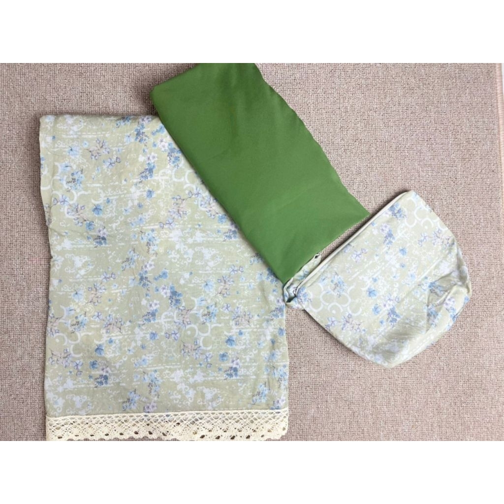 MUKENA KATUN SILKY TRAVELING MOTIF BUNGA KECIL 2IN1 NEW