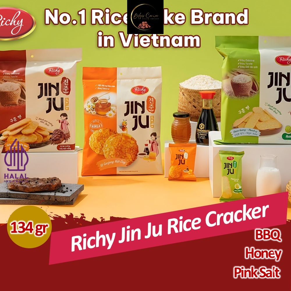 

Richy Jinju Rice Cracker All Variant BBQ Pink Salt and Honey