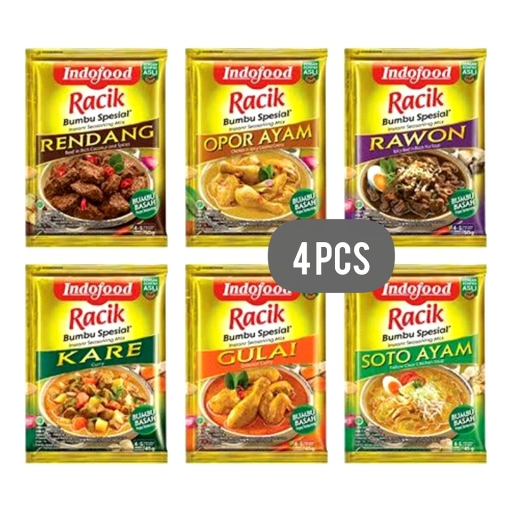 

Indofood Racik Bumbu Spesial Rendang / Kare / Gulai 50gr x 4 Pcs