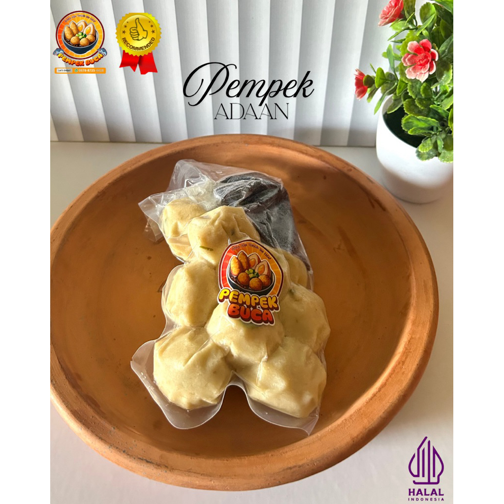 

Pempek Buca - Pempek Adaan isi 10 Pcs + Cuko 100ml. Khas Jambi 100% Ikan tenggiri dan kakap, Vakum Food Grade.