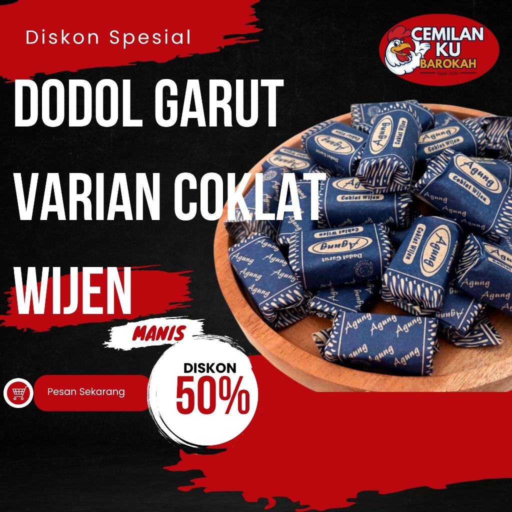 

Dodol Garut Varian Coklat Wijen Dodol Agung makanan Khas Garut 1KG - 500GR - 250GR