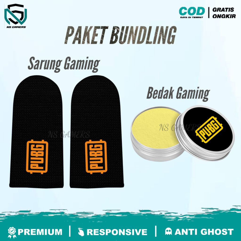 PAKET BUNDLING BEDAK SARUNG PUBG AKSESORIS GAME MOBILE LEGENDS & FF ANTI KERINGAT JOYSTICK