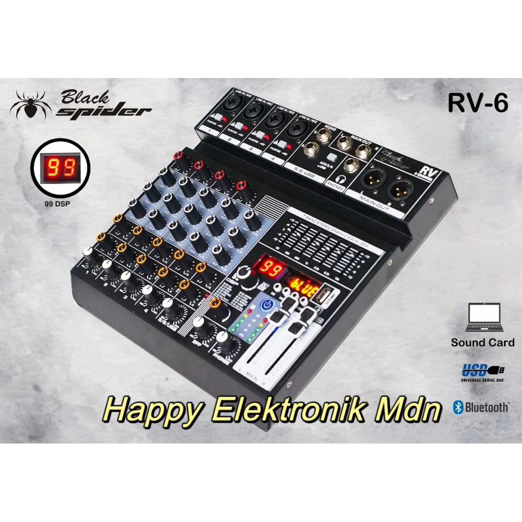 Mixer audio Blackspider Mixer 6 channel Black Spider RV6 BlackSpider RV6 Mixer Black Spider RV6 Mixe
