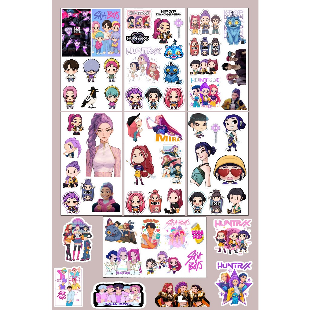 

STICKER SET KPOP DEMON HUNTERS ISI 61PCS STIKER KOLEKSI HUNTRIX SAJA BOYS RUMI MIRA ZOEY