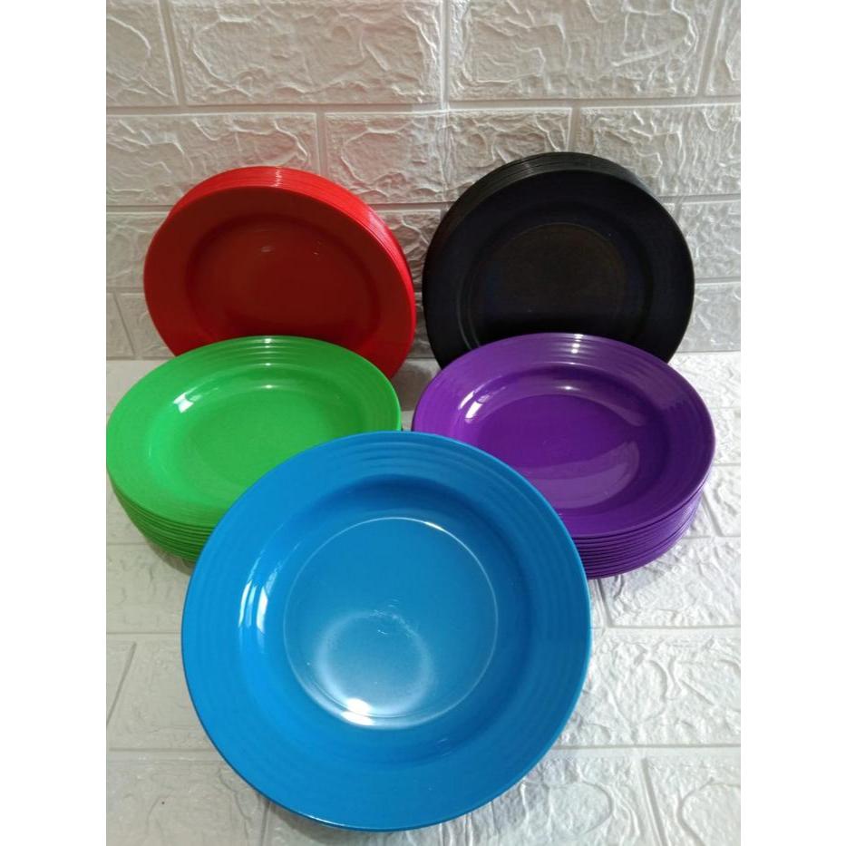 Athalla Houseware HARGA MURAH 12 PCS  - Piring Makan Plastik Berkualitas Piring Plastik Premium 9 in