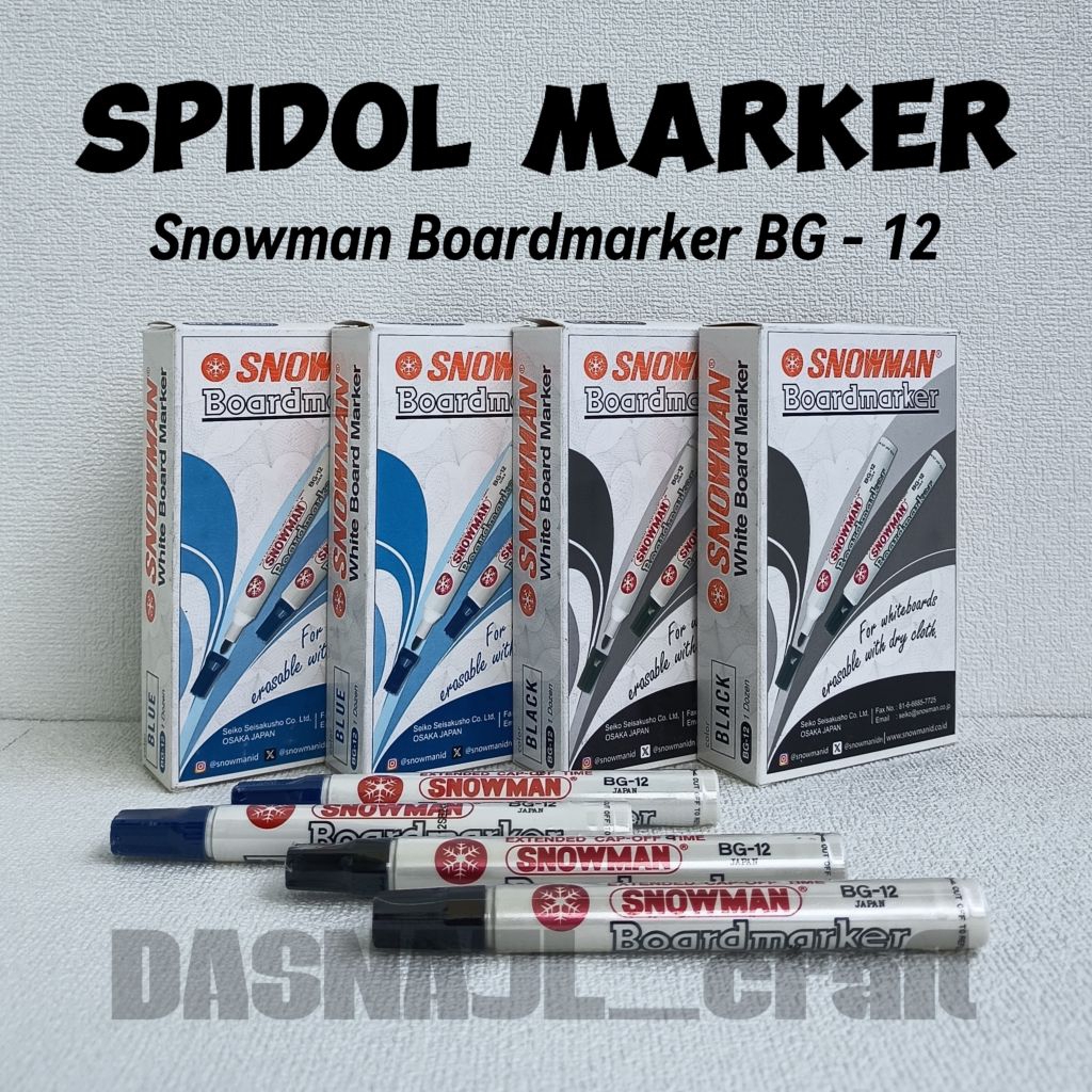 

( 1 pack / 12 pcs ) Spidol Boardmarker Snowman BG 12 Whiteboard Marker Spidol Besar