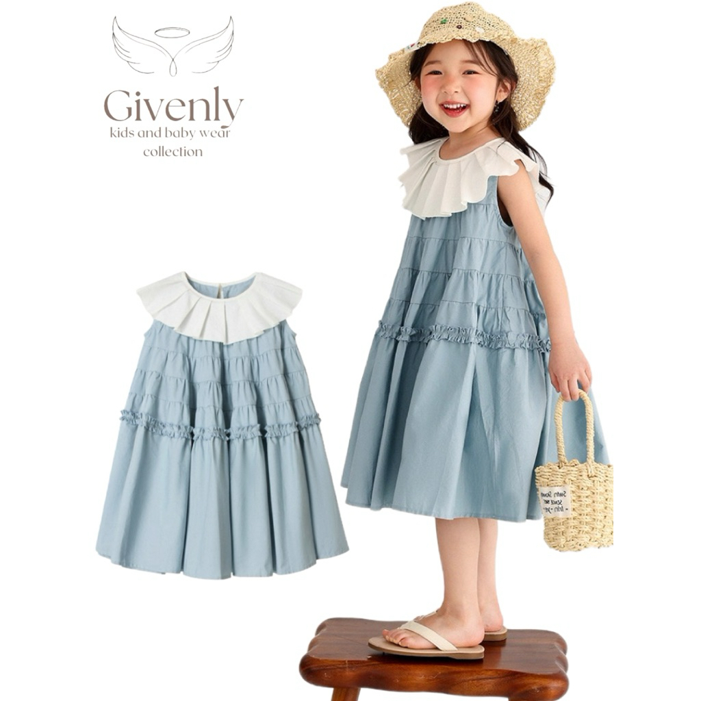 2-6 Tahun dress anak perempuan korea style katun ootd anak gaun pesta gaun santai baju anak perempua