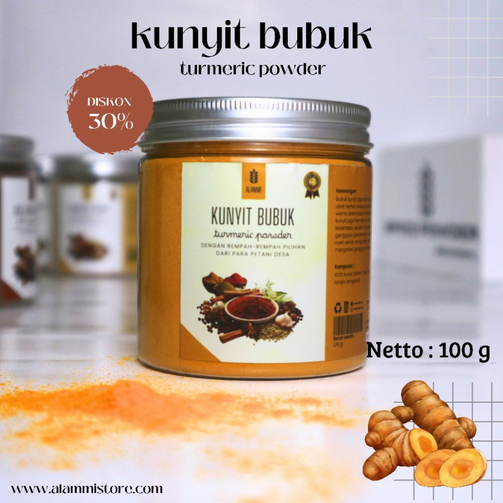 

Bubuk Kunyit Kunir Turmeric Powder 100 gr Tanpa Pengawet Tanpa Campuran Tanpa Msg Rempah - Rempah Spice Powder Untuk Bumbu Masakan Dan Jamu Tradisional